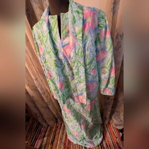 Vintage Floral Pastel HAWAIIAN Dress and Jacket Set Sz M